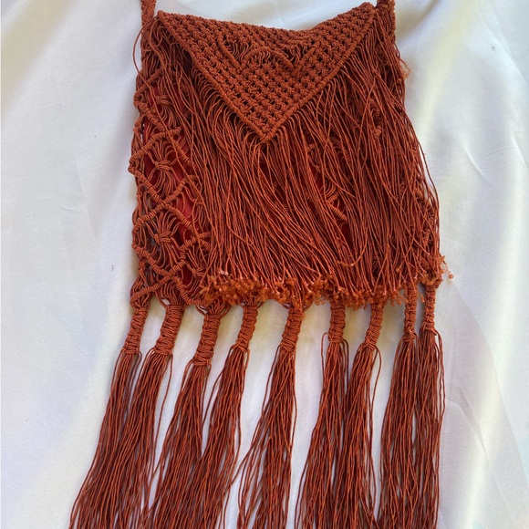 Fringe Crossbody Bag - Dark Red - Picture 2 of 13